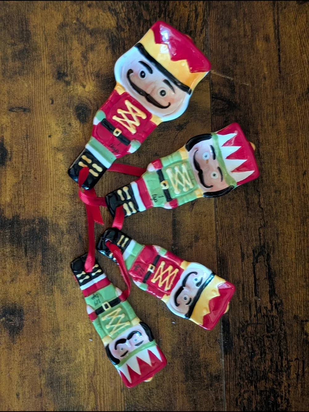 Sleigh Bell Bistro Nutcracker Ceramic Measuring Spoons Holiday Set of 4 Baking